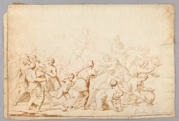 Zeichnung, Kompositionsstudie nach Giulio Romano